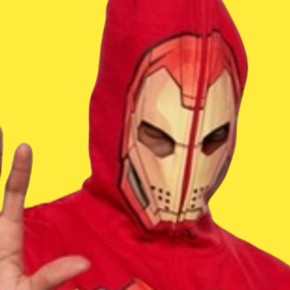 Mens Marvel Iron Man Full Zip Full Mask Costume Hoodie - Size L